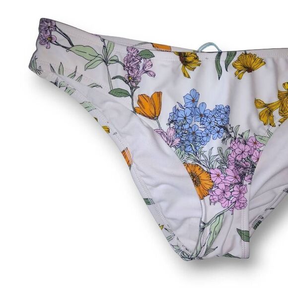 ‎Xhilaration Multi Color Bikini White Pink Flowers L NEW - Picture 3 of 6